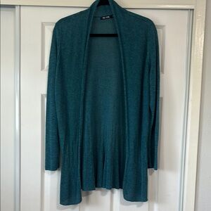 NIC+ZOE Teal Blue Open-Front Cardigan Sweater